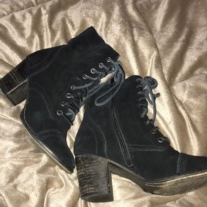 Black distressed boots